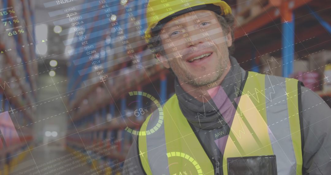 Warehouse Worker Analyzing Data Amidst Global Supply Chain