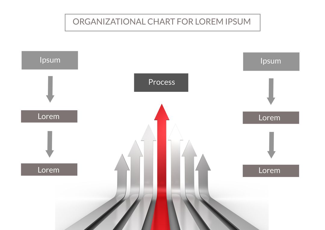 Sleek Organizational Chart Template with Central Growth Arrow - Download Free Stock Templates Pikwizard.com