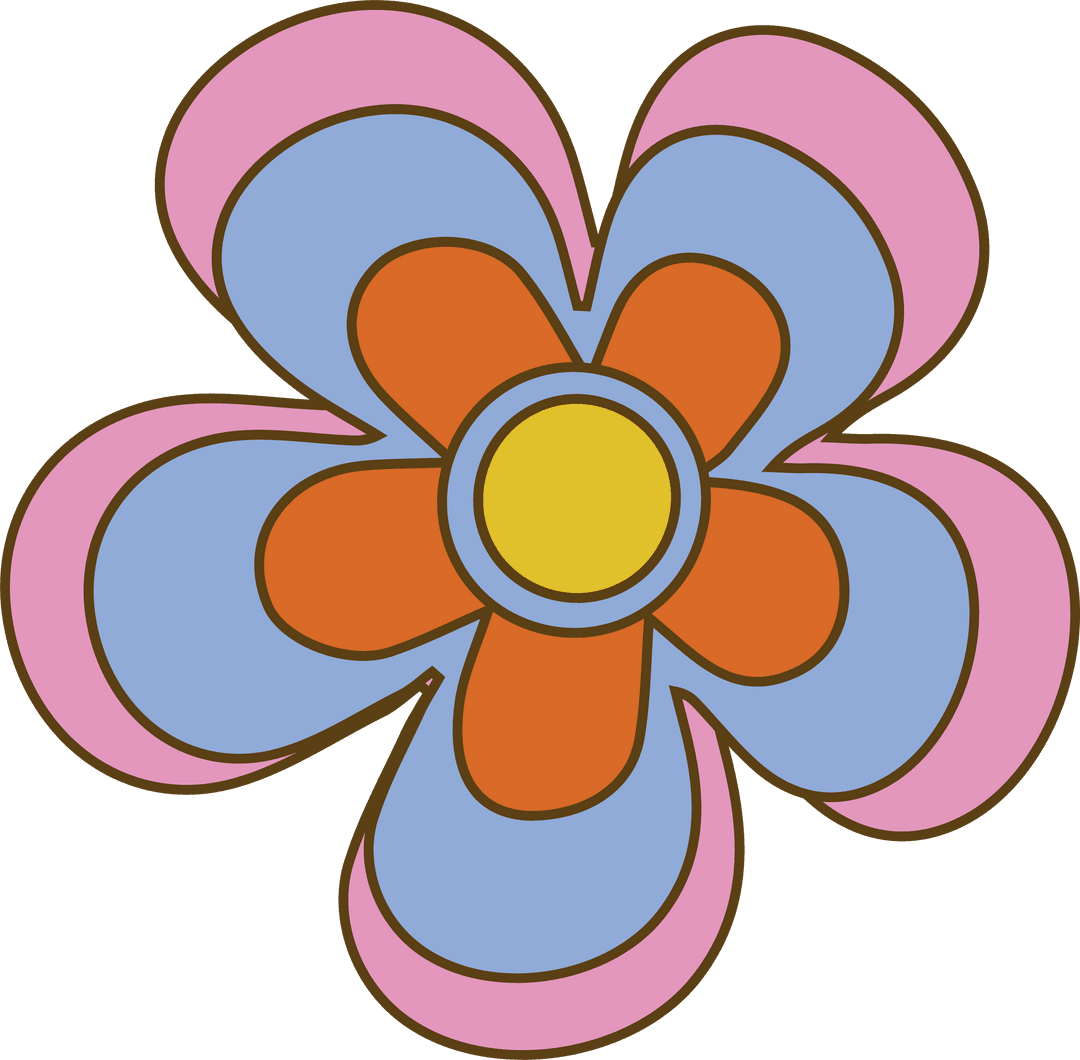 Colorful Floral Motif On Transparent Background Decorative Element