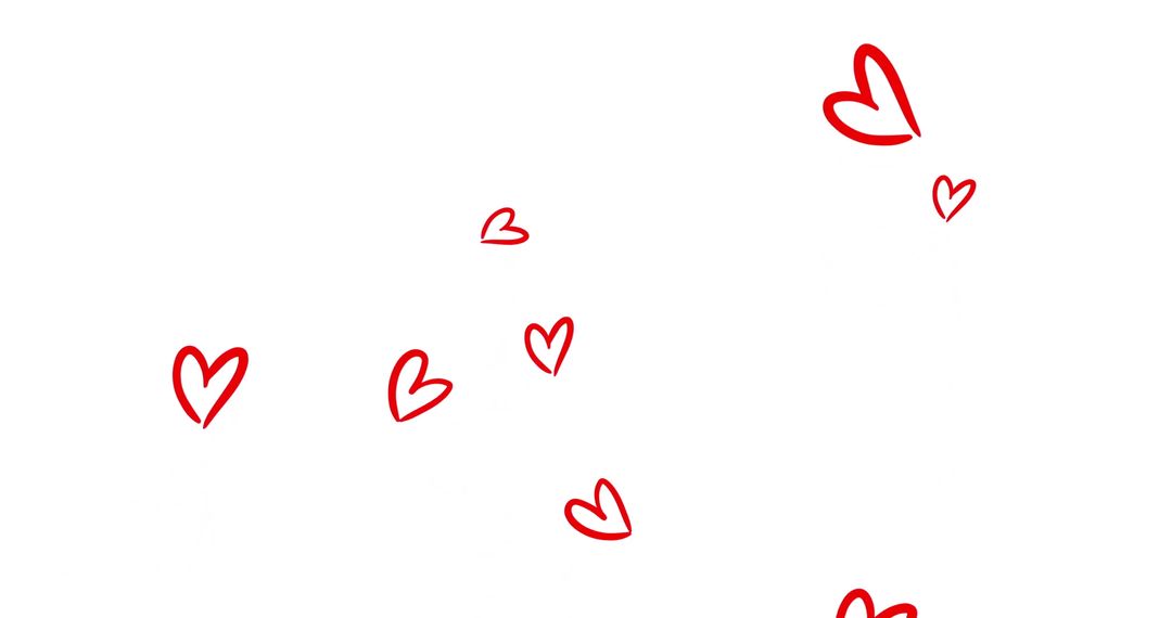 Floating Red Hearts on White Background