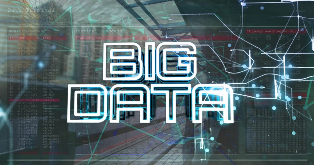 Big Data Concept Overlaying Futuristic Networked Cityscape