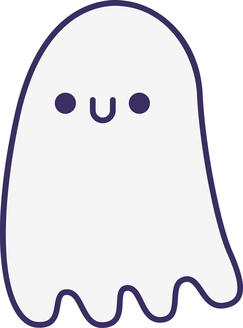 Cute Cartoon Ghost Floating on Transparent Background