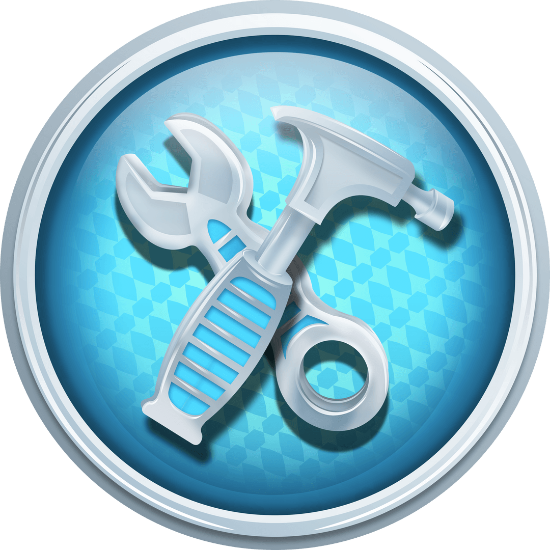 Transparent Key and Hammer Icon for Work and Repair Illustration