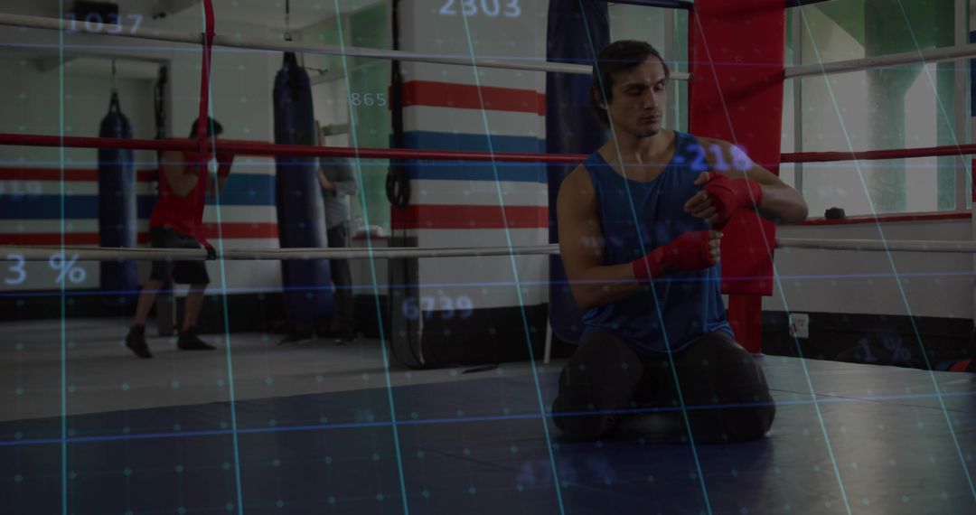 Boxer Wrapping Hands Preparing for Intense Training Session