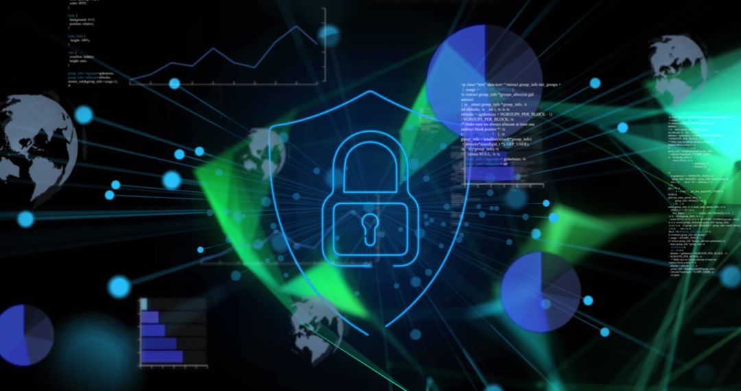 Futuristic Digital Security Interface with Holographic Elements