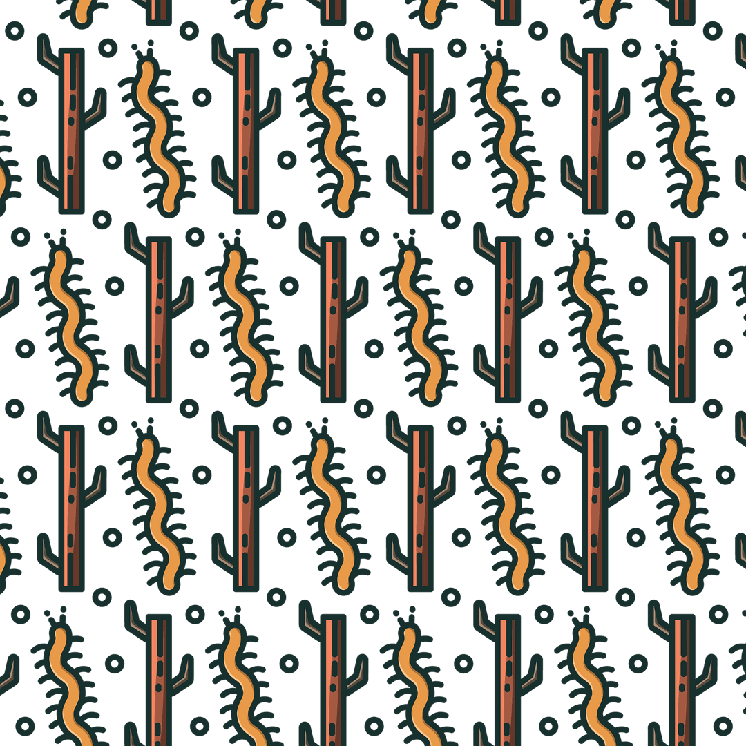 Transparent Background Botanical Insect Pattern PNG