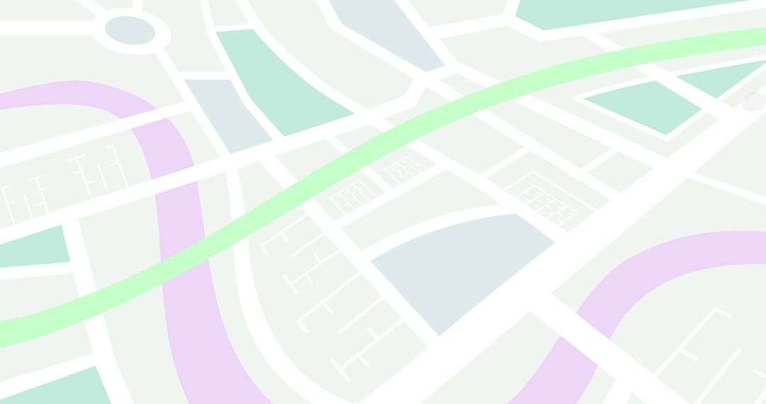 Abstract Digital Map Illustration with Bright Routes