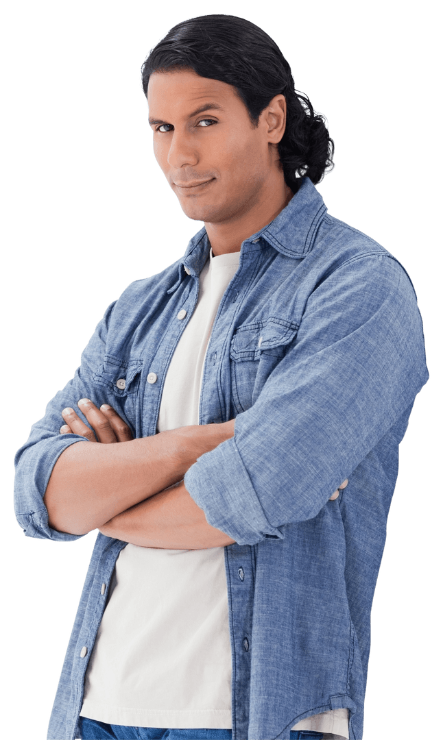 Confident Man with Raised Eyebrow in Transparent Background