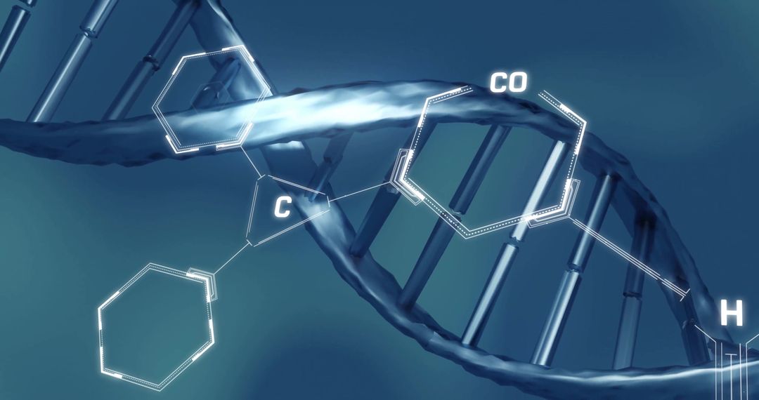 DNA Strand Digital Illustration with Scientific Elements