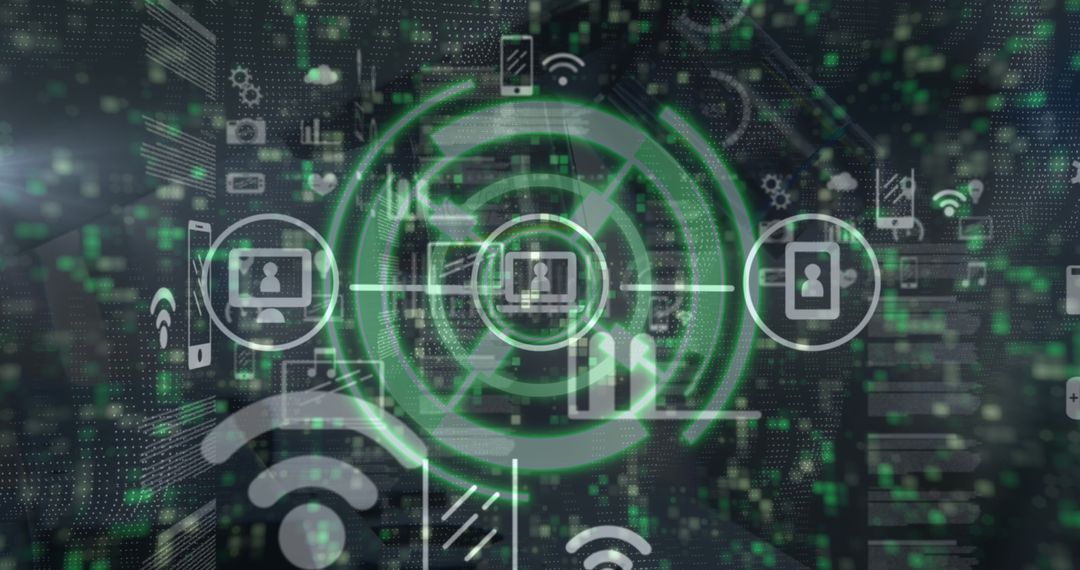 Digital Network Analysis with Futuristic Interface Icons