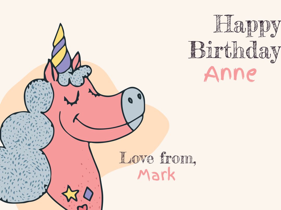 Whimsical Unicorn Birthday Greeting Card for a Special Someone - Download Free Stock Templates Pikwizard.com