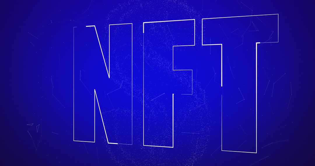 NFT Blockchain Concept on Blue Digital Background