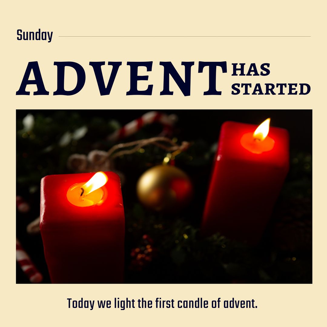 Advent Has Started with Lit Red Candles and Christmas Decorations - Download Free Stock Templates Pikwizard.com