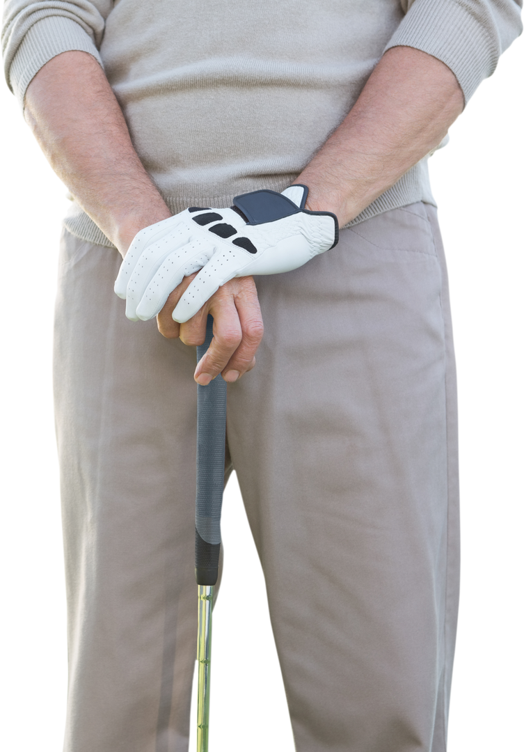 Transparent PNG of Caucasian Male Golf Player Midsection with Gloves and Club - Download Free Stock Images Pikwizard.com