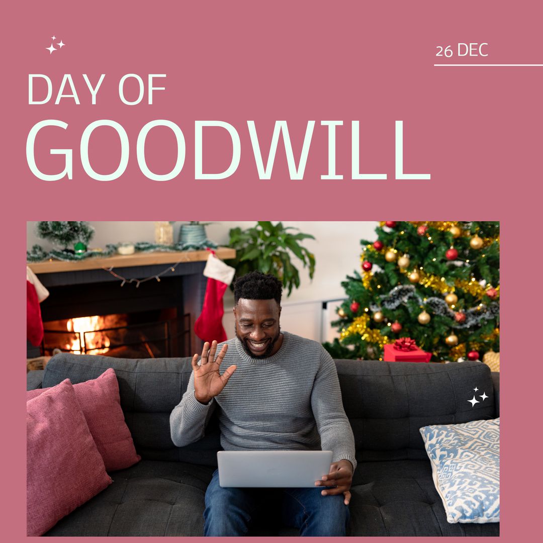 Person Celebrating Day of Goodwill on Video Call at Christmas