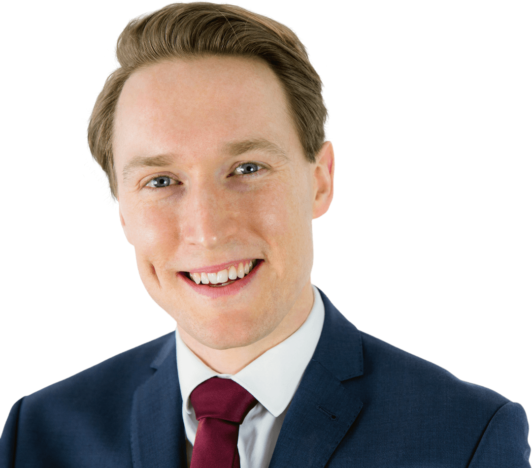 Transparent Background Businessman Smiling Confidently in Suit