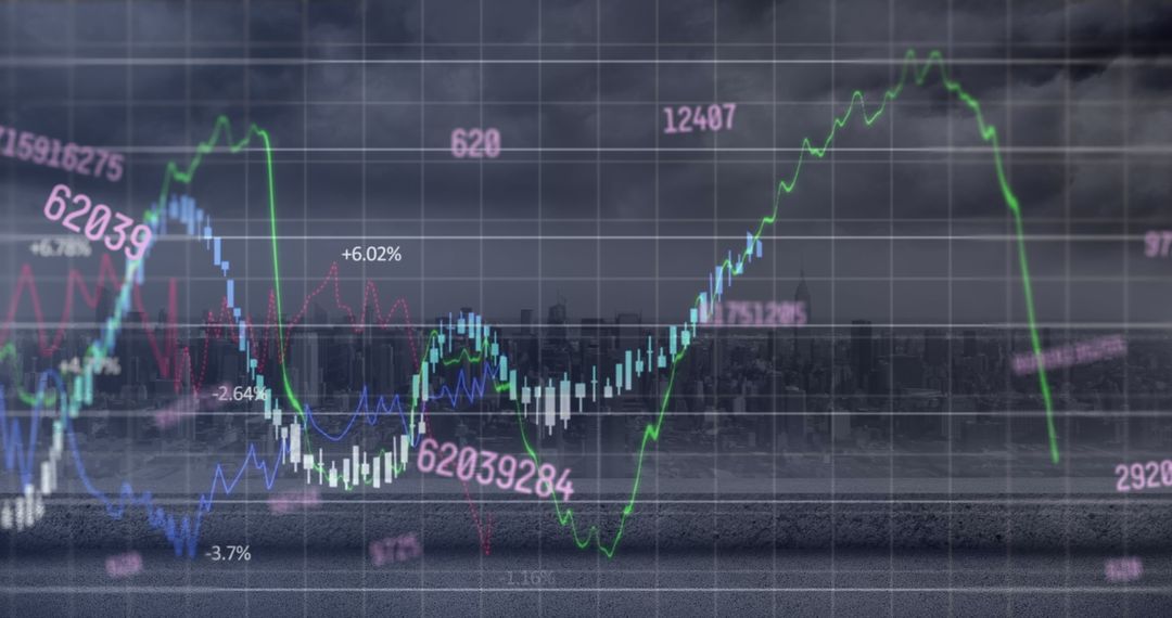 Dynamic Financial Data Against Urban Skyline