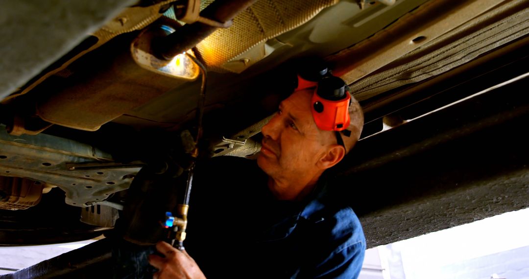 Auto Mechanic Repairing Exhaust Pipe under Vehicle - Free Images, Stock Photos and Pictures on Pikwizard.com