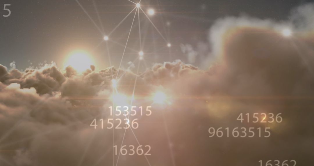 Global Digital Connections in Cloudy Sky Concept Image