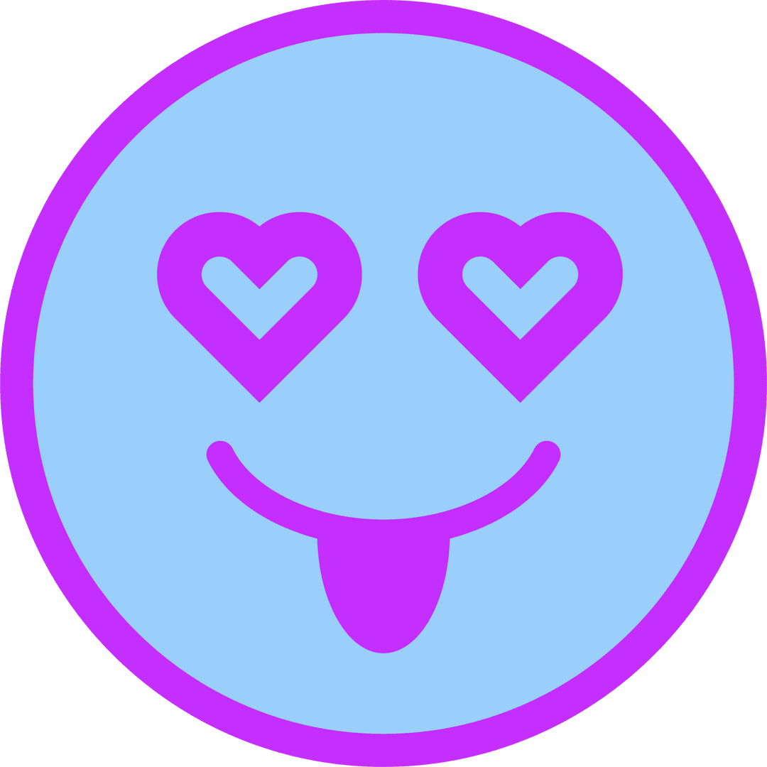 Playful Smiley Face Emoticon with Heart Eyes and Tongue