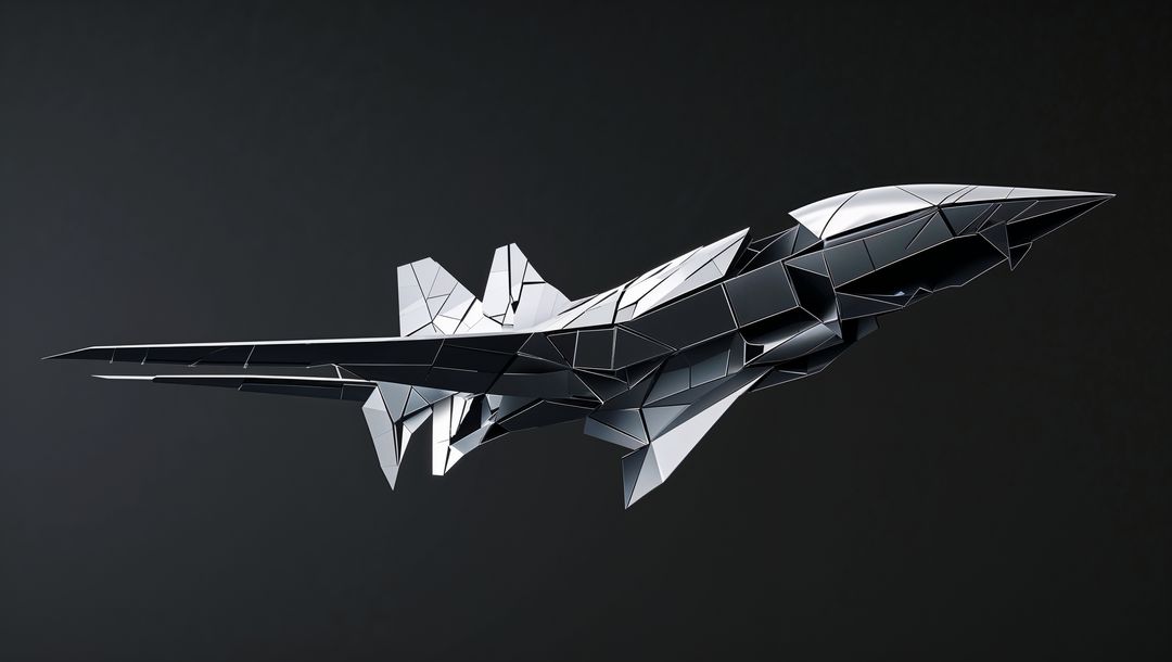 Futuristic Polygonal Jet Model With Metallic Highlights