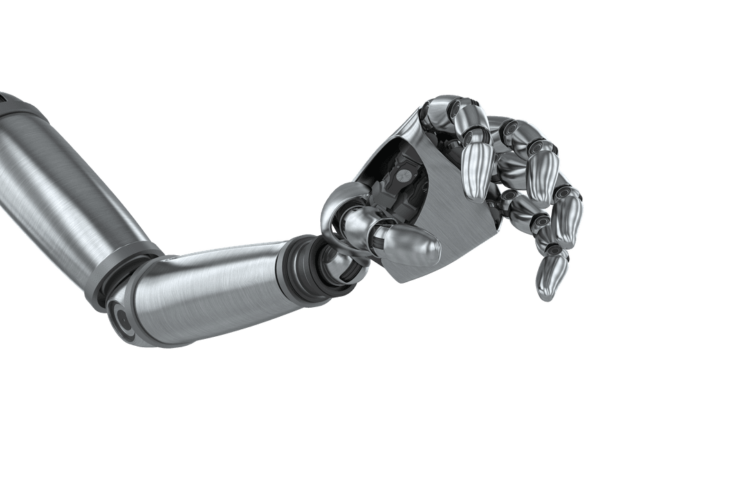 Transparent Chrome Robotic Hand Holding Placard