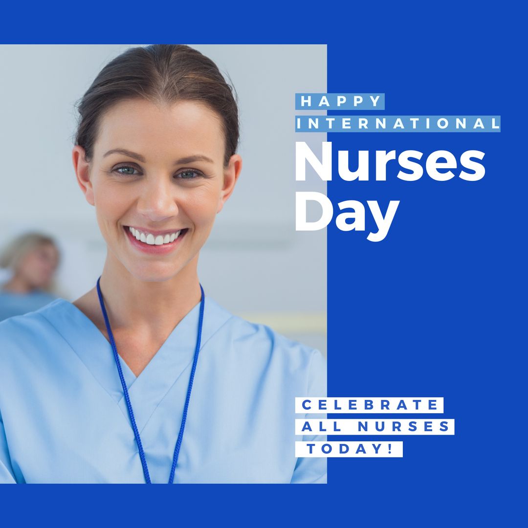 Smiling Caucasian Female Nurse Celebrating International Nurses Day - Download Free Stock Templates Pikwizard.com