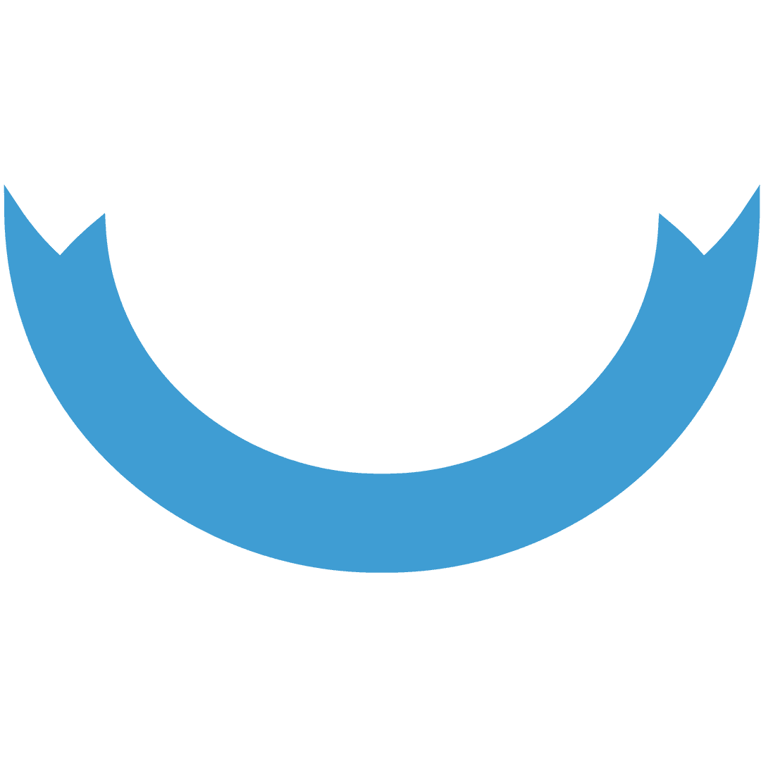 Blue Ribbon Icon with Copy Space on Transparent Background