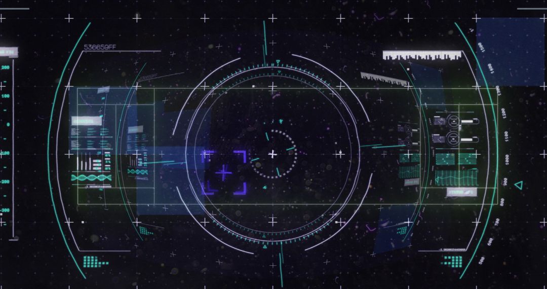 Futuristic Financial Data Interface with Scope Scanning