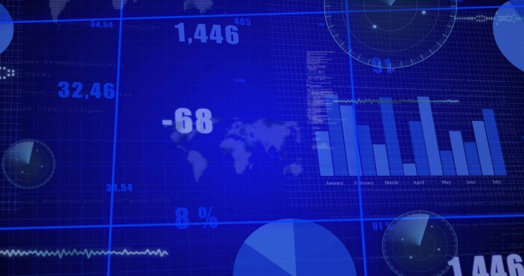 Digital Dashboard Interface with Analytics and World Map