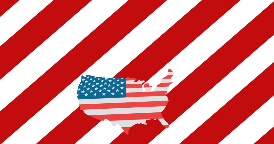 USA Map Silhouette with American Flag Pattern Background