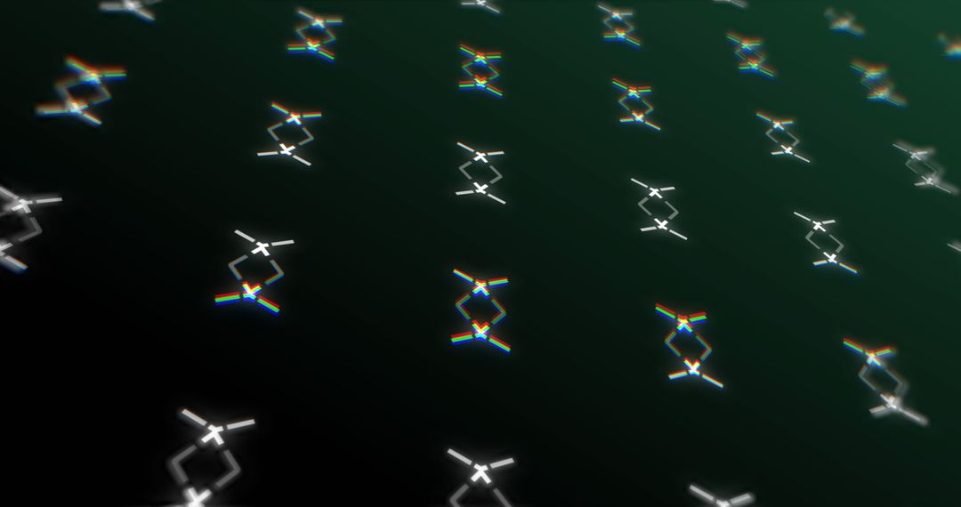 Colorful Abstract Shapes Creating Dynamic Patterns on Black Background