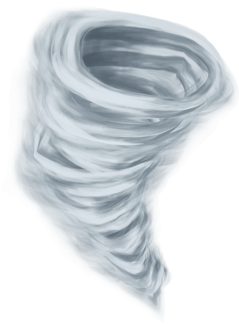 Digital Illustration of Grey Whirlwind on Transparent Background