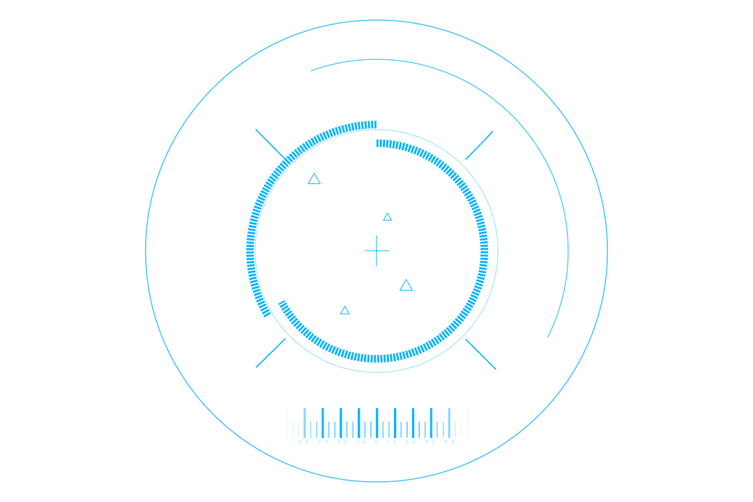 Digital Blue Scope Scanning Design on Transparent Vector