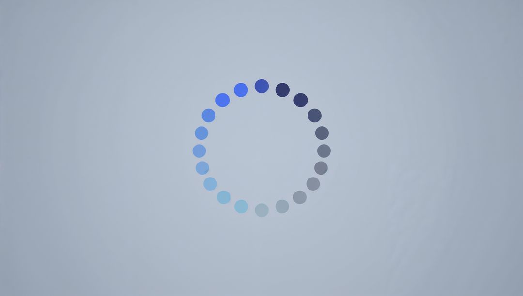 Spinning blue-gray loading ring with 24 dots on textured canvas for UI and branding