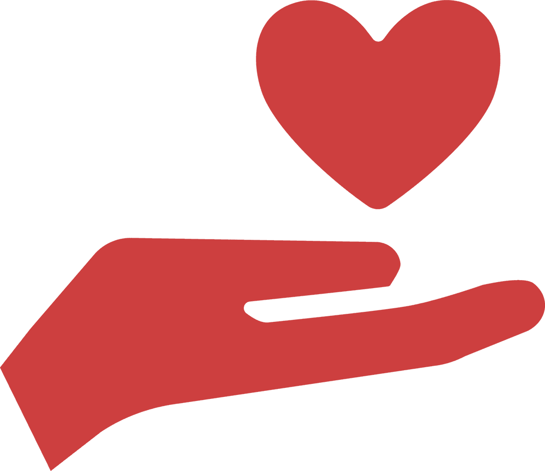 Red Hand Holding Heart Vector with Transparent Background