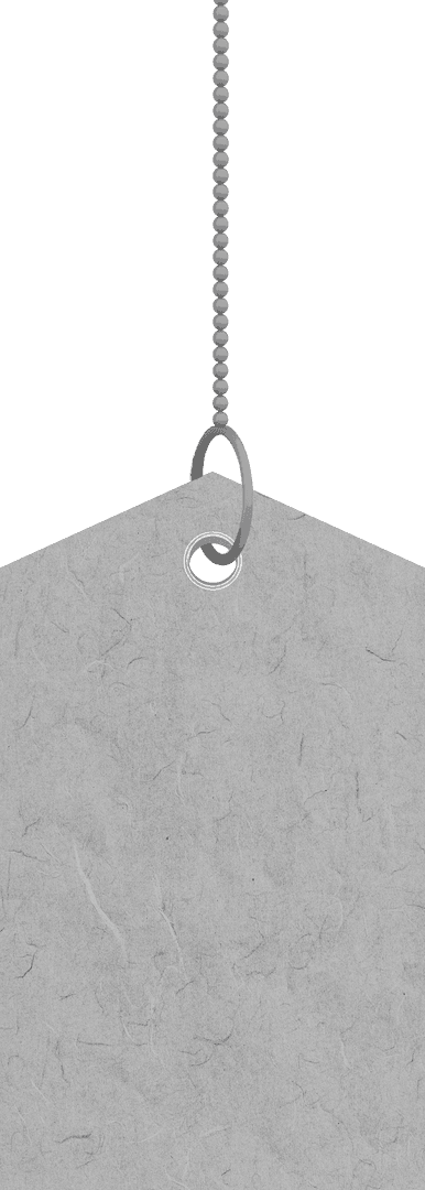 Gray Gift Tag Hanging on Chain with Transparent Background