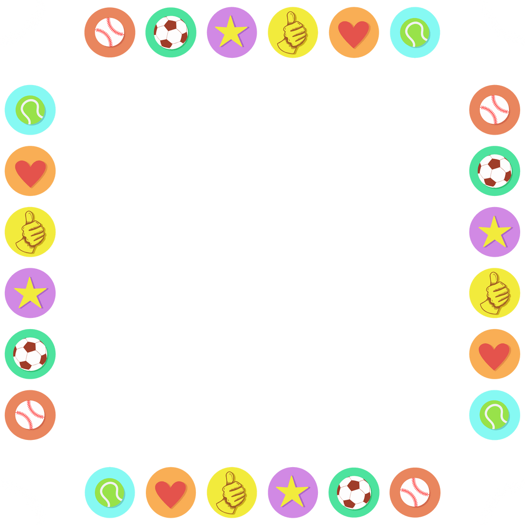 Vibrant Transparent Frame with Sport and Symbol Icons