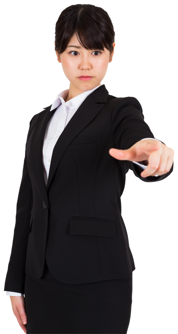 Transparent Asian Businesswoman Pointing with Confidence Gesture - Download Free Stock Images Pikwizard.com