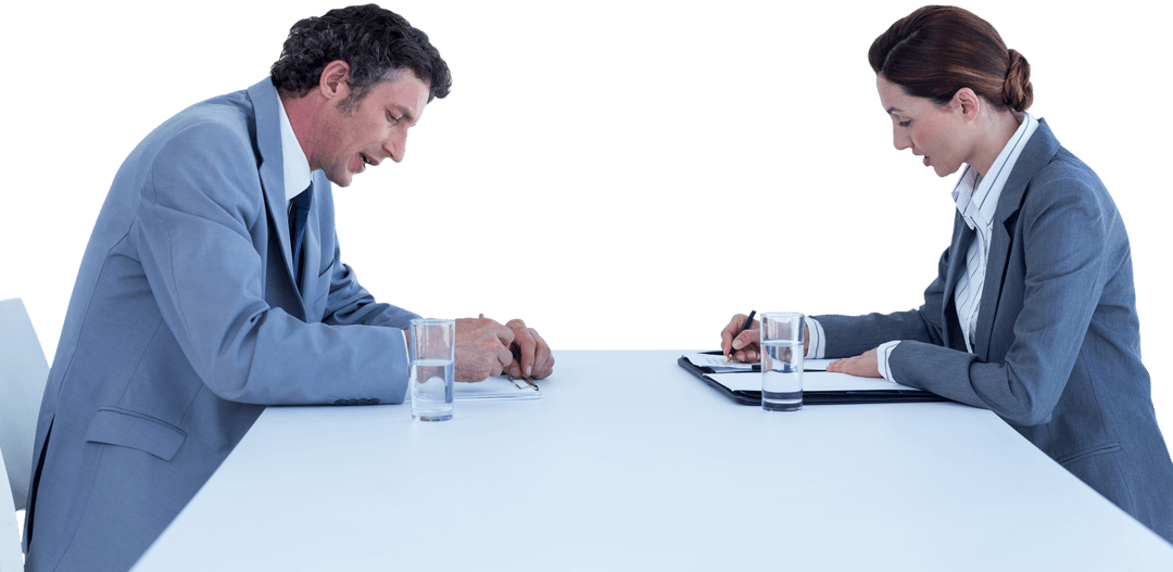 Transparent Business Professionals Brainstorming in Office Meeting