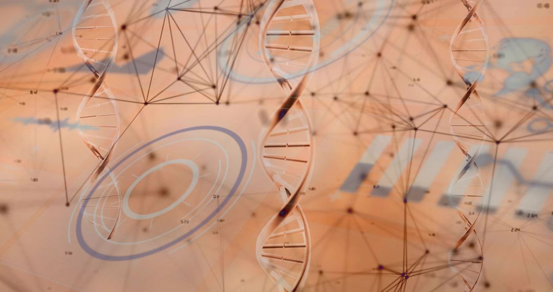 Futuristic DNA Strands with Data Visualizations