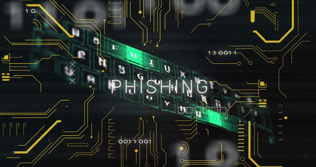 Futuristic Digital Display Highlighting Phishing Risks