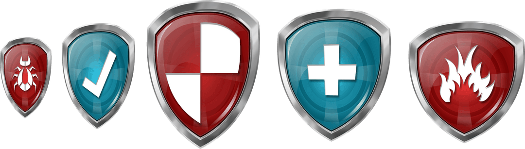 Set of Five Safety Badges with Transparent Backgrounds