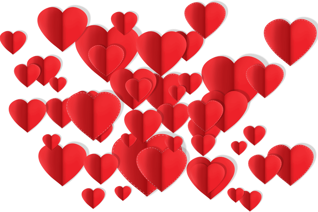 Red Hearts Cluster on Transparent Background Vector