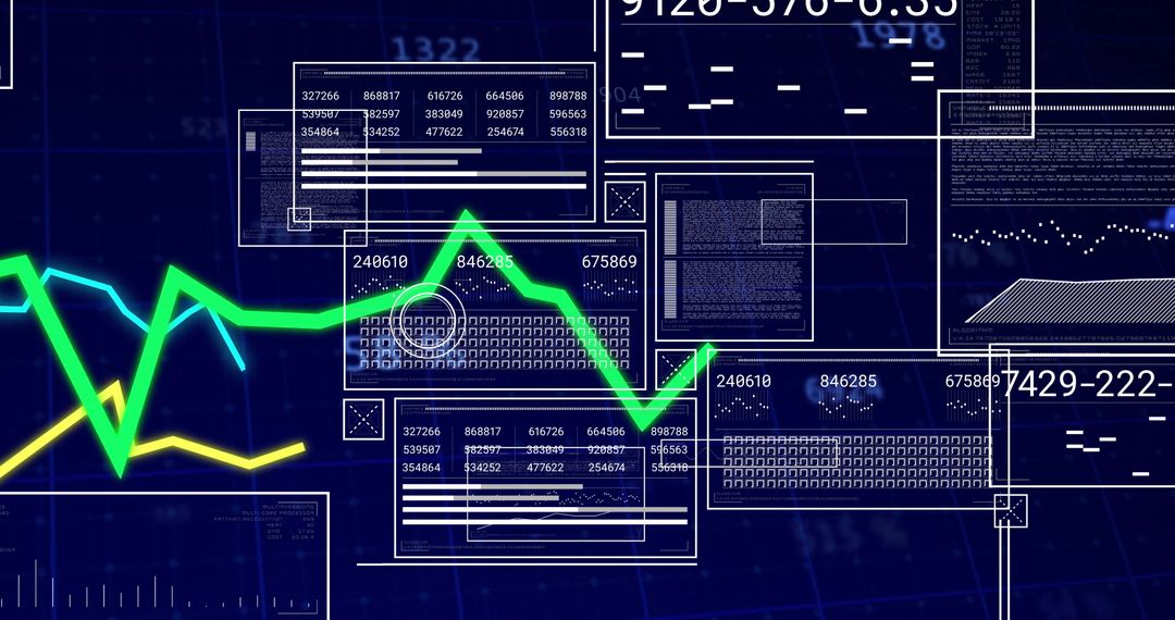 Futuristic Data Visualization Dashboard with Neon Green Line Chart