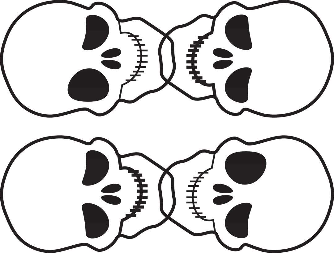 Four Black Skull Illustrations on Transparent Background for Design Projects