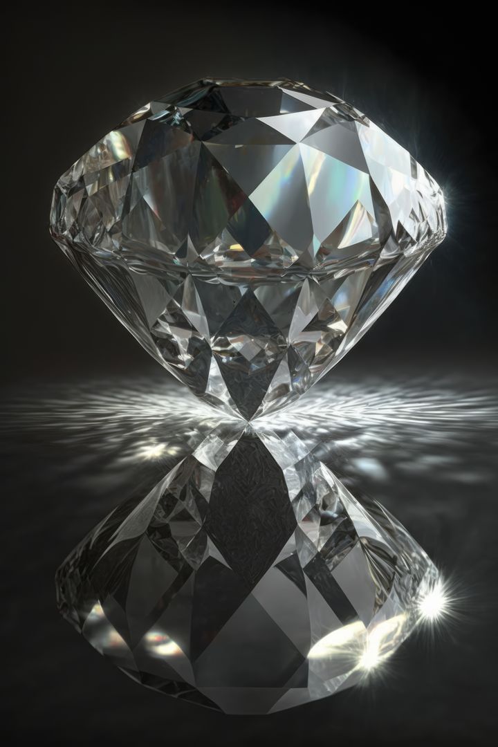 Close up of cut diamond with reflection on black background, created using generative ai technology - Free Images, Stock Photos and Pictures on Pikwizard.com
