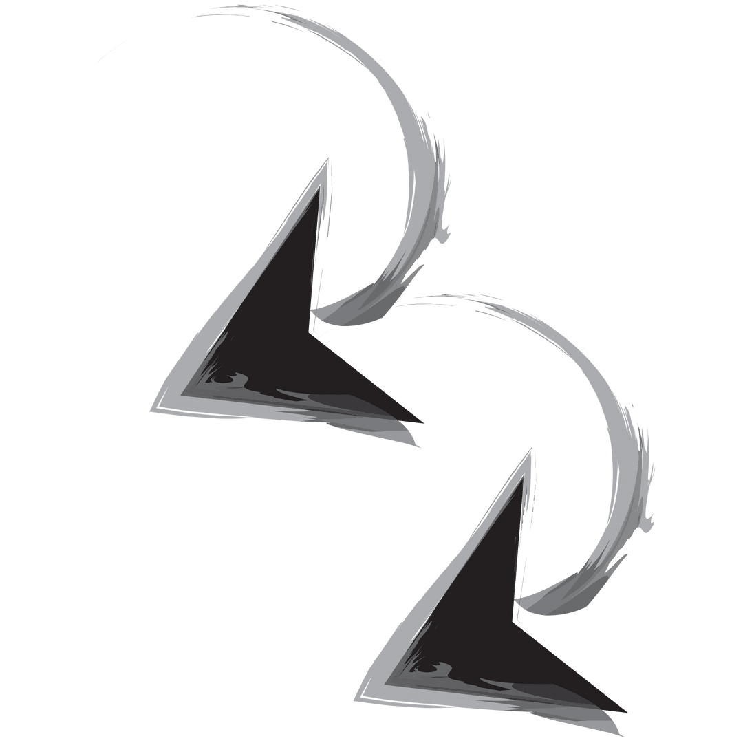 Curved Black Arrows on Transparent Background for Directional Design