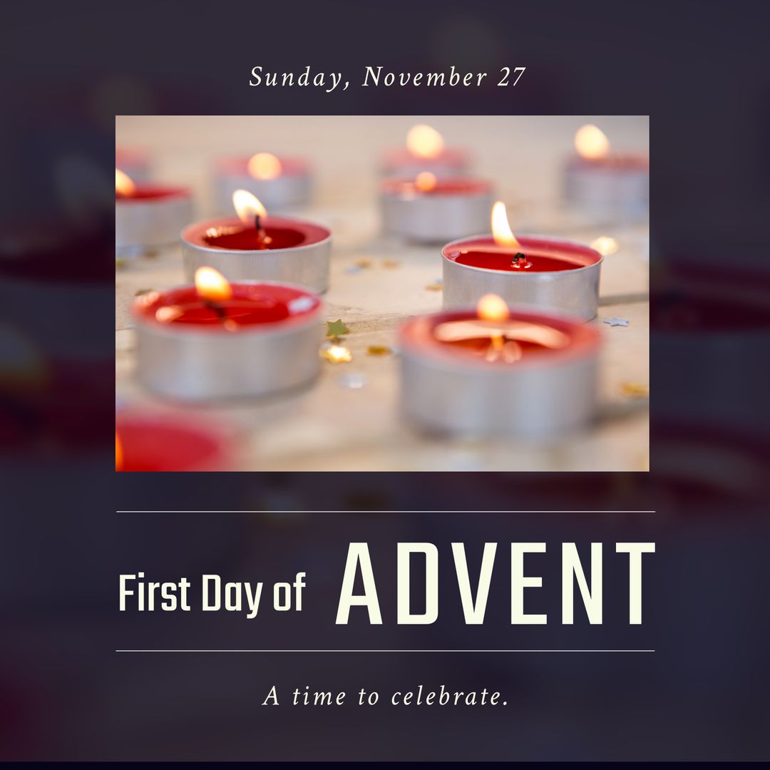 First Day of Advent Celebration with Lit Candles and Blurred Background - Download Free Stock Templates Pikwizard.com