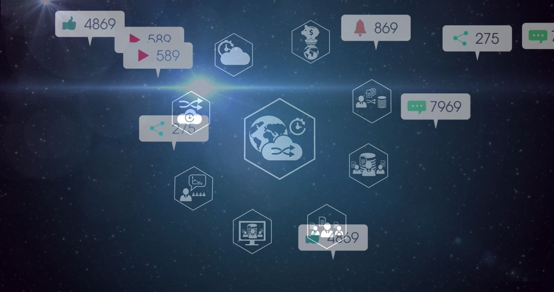 Digital Communication Icons with Interaction Statistics